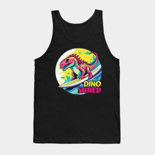 Anime Dinosaur Surfing Funny Tank Top